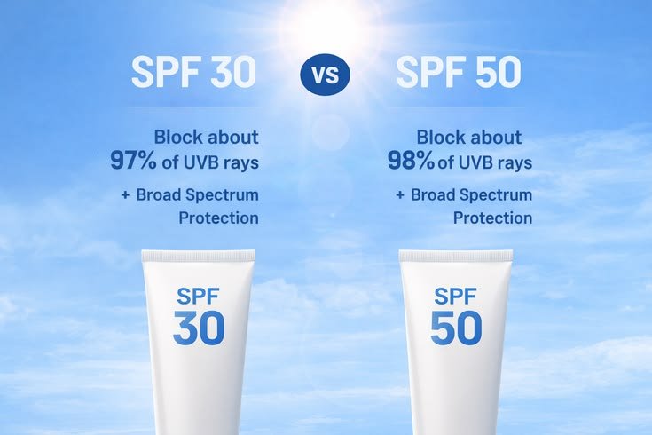 Sunscreen SPF 30 vs SPF 50